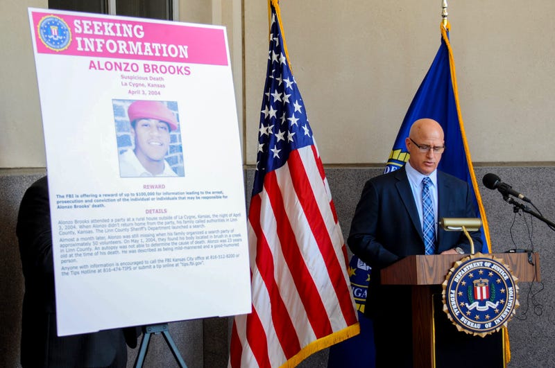 FBI Special Agent in Charge Timothy Langan speaks at a news conference in Kansas City, Kansas